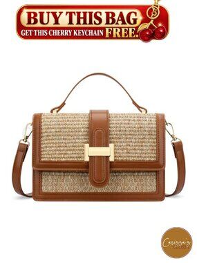 ✨ KKXIU Straw Crossbody Bag Top Handle Purse Small Designer Handbag